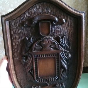 Vintage Cast nestor  Wood Coat of Arms Crest  Art